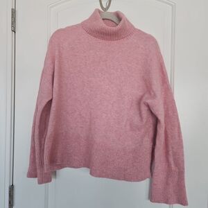 J.Crew Womens Sweater Turtleneck Merino Wool‎ Alpaca Pink Mixed Pullover Medium